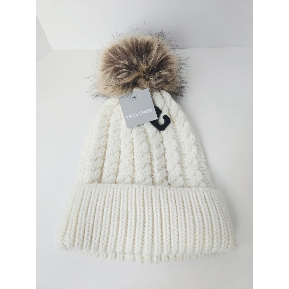 Falls Creek Winter knitted hat Womens NWT One Size Pom Pom Beanie